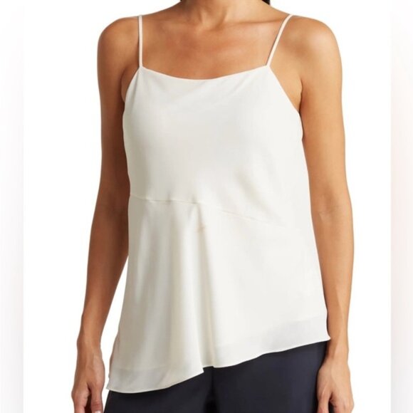 Theory Drape Slip Cami Top Size Medium NWT Ivory Flowy Asymmetrical - Picture 1 of 8